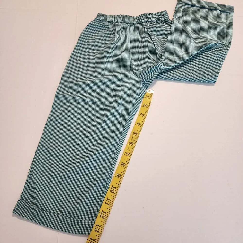 Anavini pants boys 3 green gingham lightweight cotton elastic waist New
